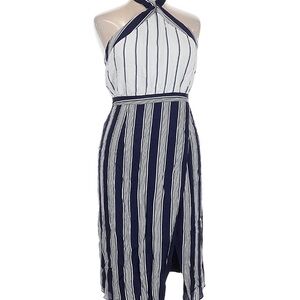 Lovers + Friends Navy and White Halter Midi Dress